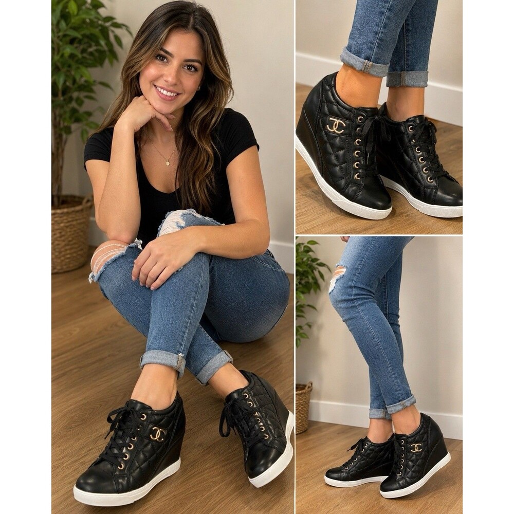 JUICY COUTURE Women's 8 Trish Black Platform Wedges Heels  Shoes